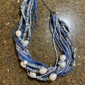 Chico statement strand Necklace Blue Beach Bead